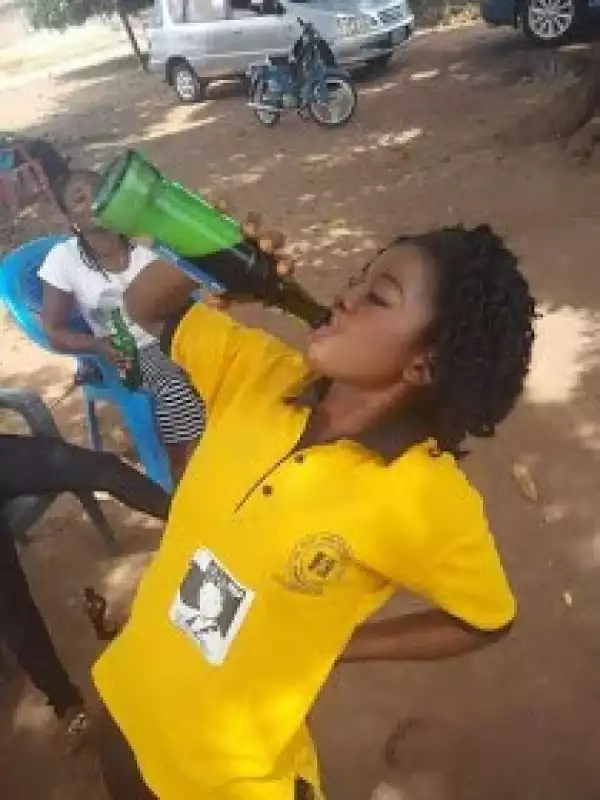Young Female APC Member In Benue Dancing And Drinking Beer (Photos)